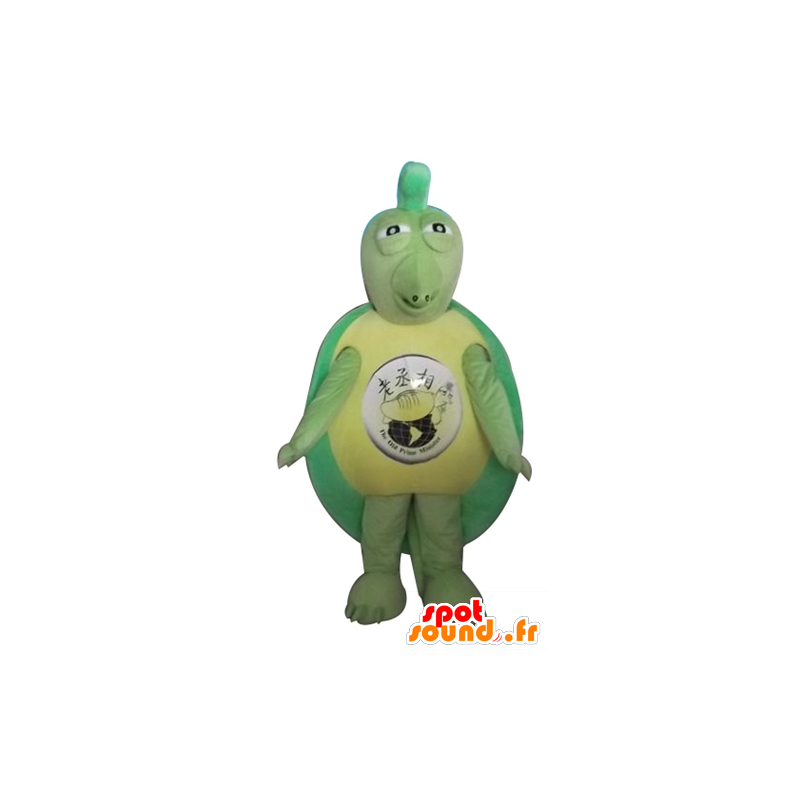 Green turtle mascot and yellow, original and funny - MASFR24142 - Mascots turtle