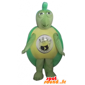 Mascotte de tortue verte et jaune, originale et drôle - MASFR24142 - Mascottes Tortue
