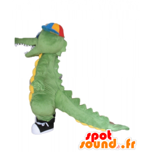 Verde e amarelo mascote crocodilo, com uma tampa - MASFR24143 - crocodilos mascote