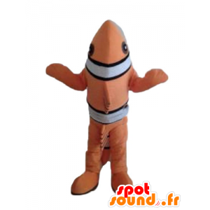 Maskot klaun, oranžová ryby, černá a bílá - MASFR24145 - rybí Maskoti