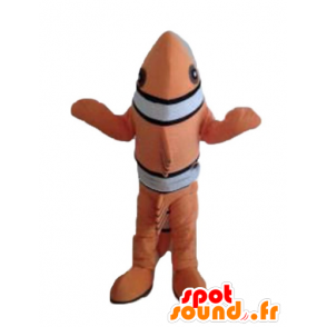 Maskotteklovnfisk, orange fisk, sort og hvid - Spotsound maskot