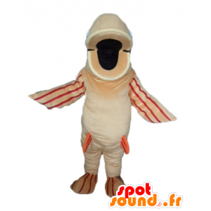 Stor fiskmaskot beige, orange och röd - Spotsound maskot
