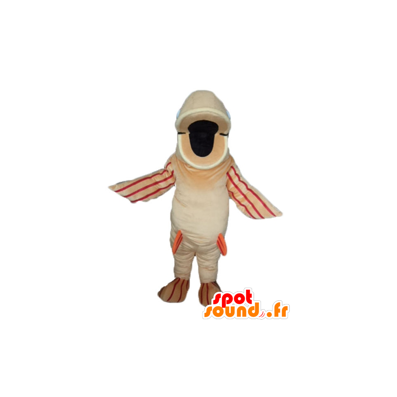 Mascot grote vis beige, oranje en rood - MASFR24146 - Fish Mascottes