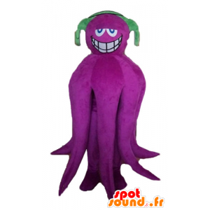 Mascot kjempeblekksprut, fiolett, med hodetelefoner - MASFR24147 - Maskoter av havet