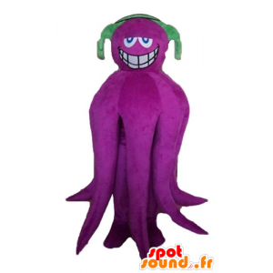 Mascot reuzeninktvis, violet, met een hoofdtelefoon - MASFR24147 - Mascottes van de oceaan