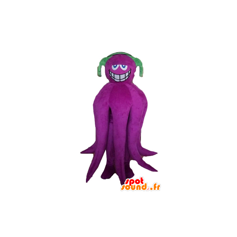 Mascot giant octopus, purple, with headphones - MASFR24147 - Mascots of the ocean