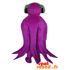 Mascotte piovra gigante, viola, con le cuffie - MASFR24147 - Mascotte dell'oceano