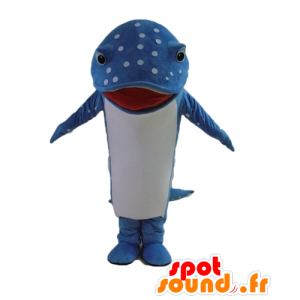 Fiskemaskot, blå og hvid delfin, prikker - Spotsound maskot