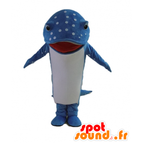 Fiskmaskot, blå och vit delfin, prickar - Spotsound maskot