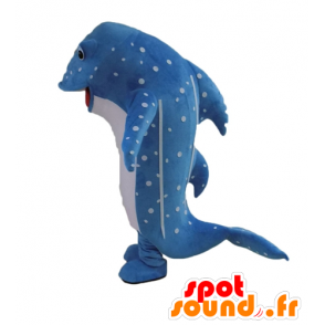 Mascotte de poisson, de dauphin bleu et blanc, à pois - MASFR24148 - Mascottes Dauphin