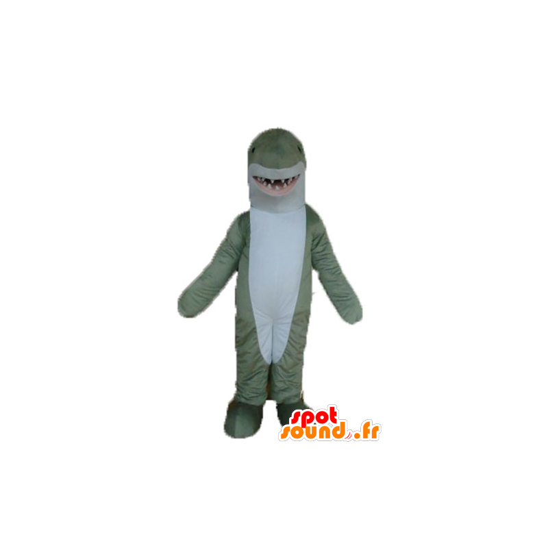 Mascot grijze en witte haai, realistisch en indrukwekkend - MASFR24149 - mascottes Shark