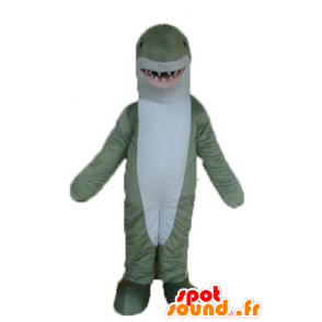 Mascot grijze en witte haai, realistisch en indrukwekkend - MASFR24149 - mascottes Shark