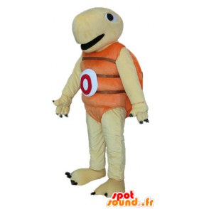 Beige turtle mascot and orange, very jovial and smiling - MASFR24150 - Mascots turtle