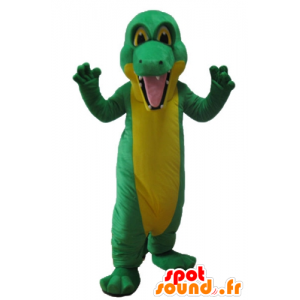 Vihreä ja keltainen krokotiili maskotti, jättiläinen - MASFR24155 - maskotti krokotiilejä