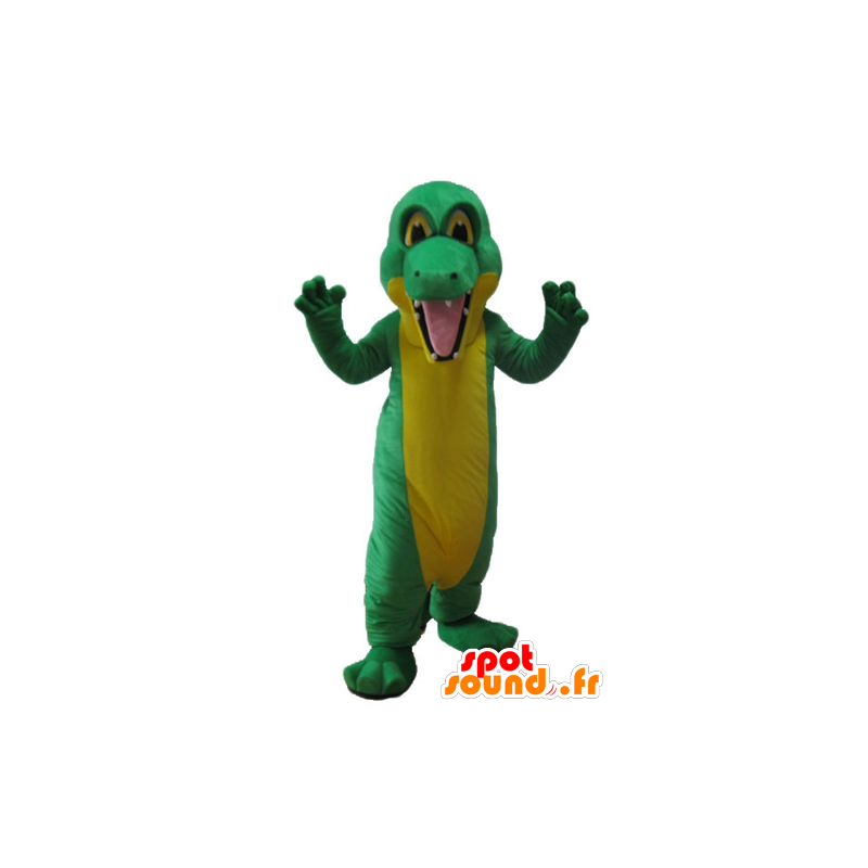 Green and yellow crocodile mascot, giant - MASFR24155 - Mascot of crocodiles