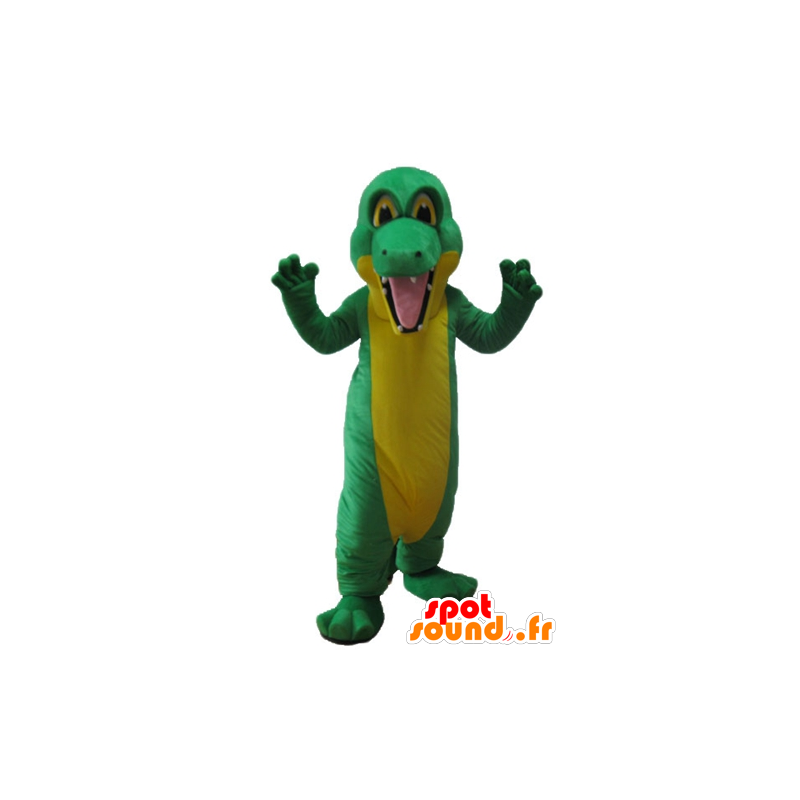 Zelené a žluté krokodýl maskot, obří - MASFR24155 - maskot krokodýli