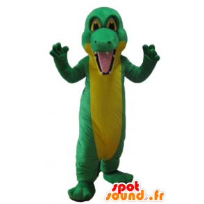 Green and yellow crocodile mascot, giant - MASFR24155 - Mascot of crocodiles