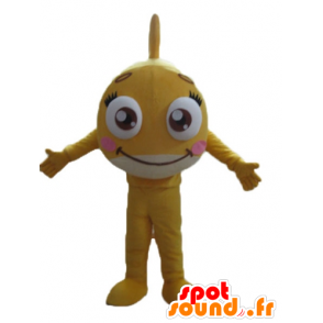 Mascotte très coquette et mignonne de poisson jaune, géant - MASFR24156 - Mascottes Poisson