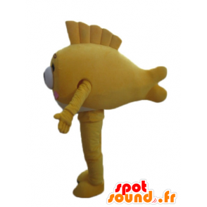 Mascotte très coquette et mignonne de poisson jaune, géant - MASFR24156 - Mascottes Poisson