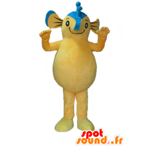 Blu mascotte e cavalluccio marino giallo, gigante - MASFR24157 - Ippopotamo mascotte