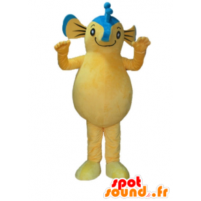 Mascot blauw en geel zeepaardje, reuze - MASFR24157 - Hippo Mascottes