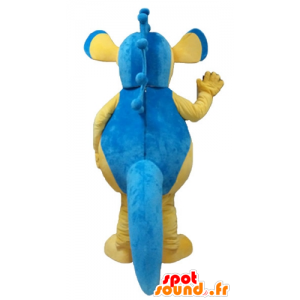 Blu mascotte e cavalluccio marino giallo, gigante - MASFR24157 - Ippopotamo mascotte