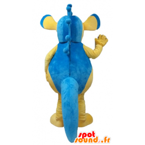 Blu mascotte e cavalluccio marino giallo, gigante - MASFR24157 - Ippopotamo mascotte