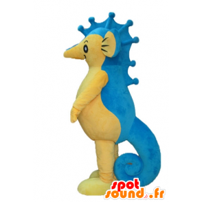 Mascot blått og gult sjøhest, gigantiske - MASFR24157 - Hippo Maskoter