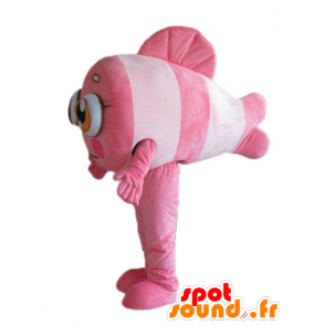 Maskottchen-Rosa Anemonenfisch und weiß, hübsch und farbenfroh - MASFR24159 - Maskottchen-Fisch