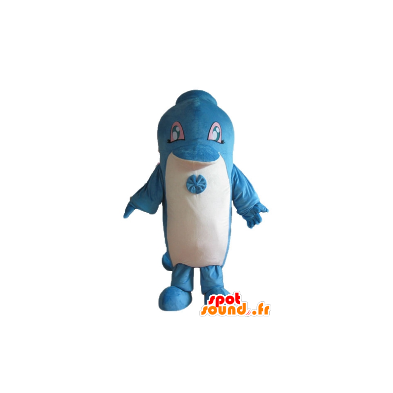 Blue Dolphin Mascot e gigante branco e bonito - MASFR24162 - Dolphin Mascot