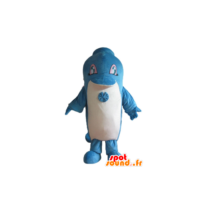 Blue Dolphin Mascot og hvite kjempe og søt - MASFR24162 - Dolphin Mascot