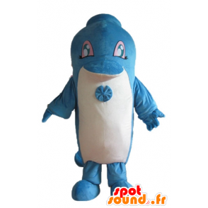 Blaue und weiße Delphin-Maskottchen, Riesen niedlich - MASFR24162 - Maskottchen Dolphin