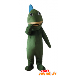 Mascot groene en blauwe vis, reuze - MASFR24163 - Fish Mascottes