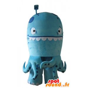Octopus mascot blue, polka dots, very funny - MASFR24164 - Mascots of the ocean