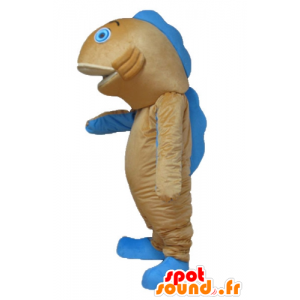 Maskot orange og blå fisk, kæmpe laks - Spotsound maskot kostume