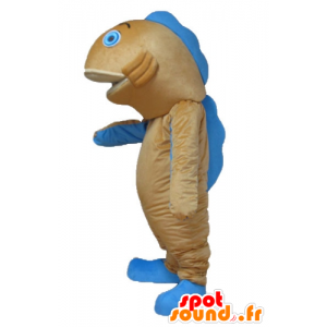 Maskot oranžové a modré ryby, obří losos - MASFR24165 - rybí Maskoti