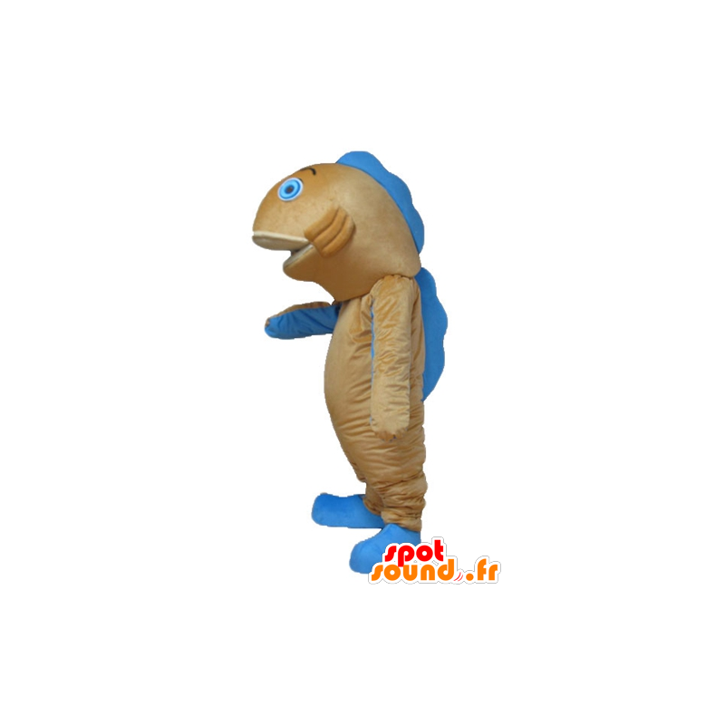 Mascot oransje og blå fisk, gigantiske laks - MASFR24165 - fisk Maskoter