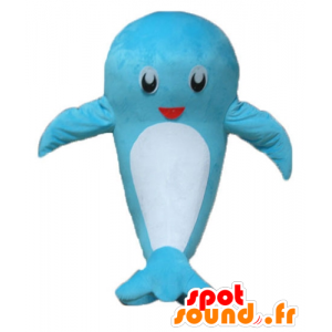 Mascotte de baleine bleue et blanche, rigolote et mignonne - MASFR24167 - Mascottes de l'océan