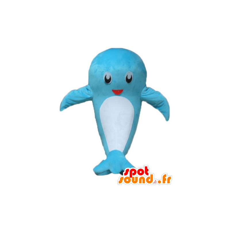 Mascotte della balena blu e bianco, divertente e carino - MASFR24167 - Mascotte dell'oceano