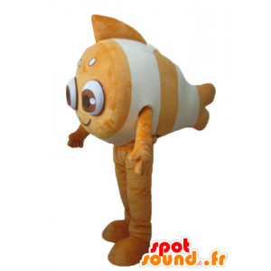 Mascot clownfish, oranje en wit, zeer glimlachen - MASFR24170 - Fish Mascottes