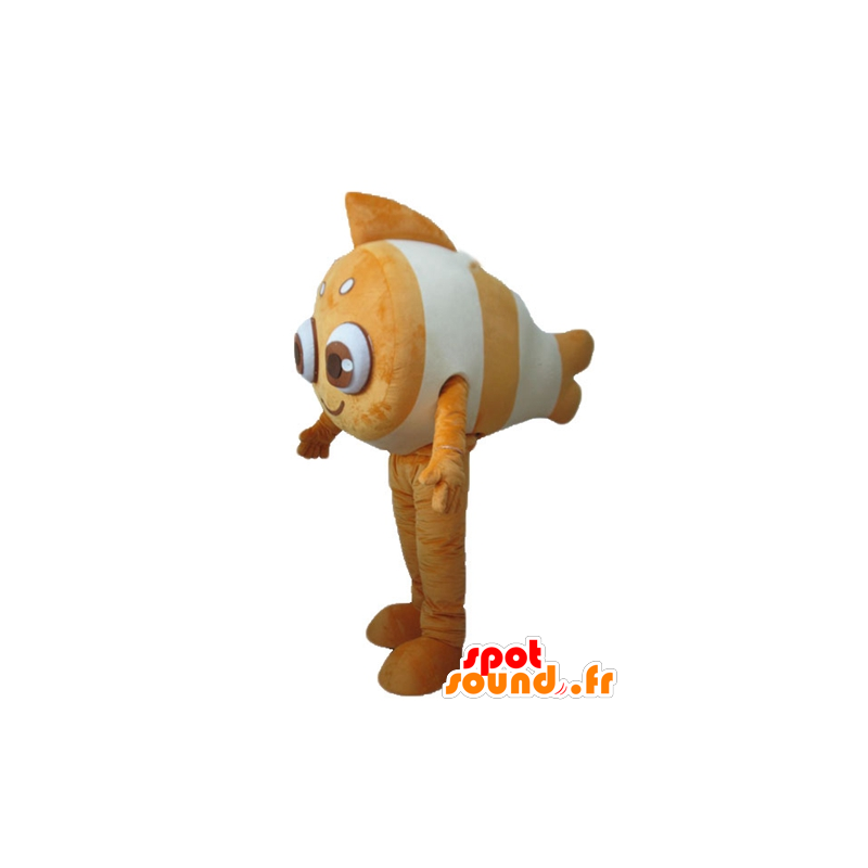 Mascot clownfish, oranje en wit, zeer glimlachen - MASFR24170 - Fish Mascottes