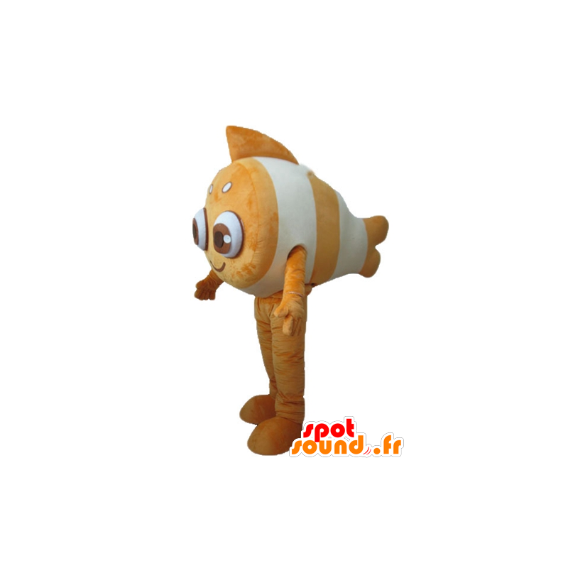 Mascot clownfish, oranssi ja valkoinen, hyvin hymyilevä - MASFR24170 - kala Maskotteja