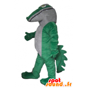 Mascotte de crocodile vert et blanc, géant et impressionnant - MASFR24171 - Mascotte de crocodiles