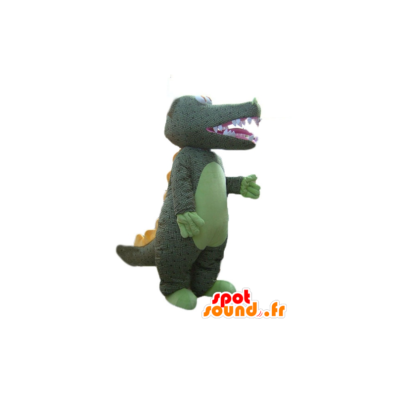 Grøn krokodille maskot med grå skalaer - Spotsound maskot