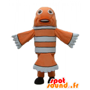 Orange klovn fisk maskot, hvit og svart - MASFR24175 - fisk Maskoter