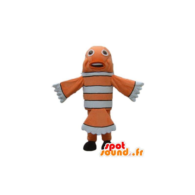 Mascotte de poisson-clown orange, blanc et noir - MASFR24175 - Mascottes Poisson