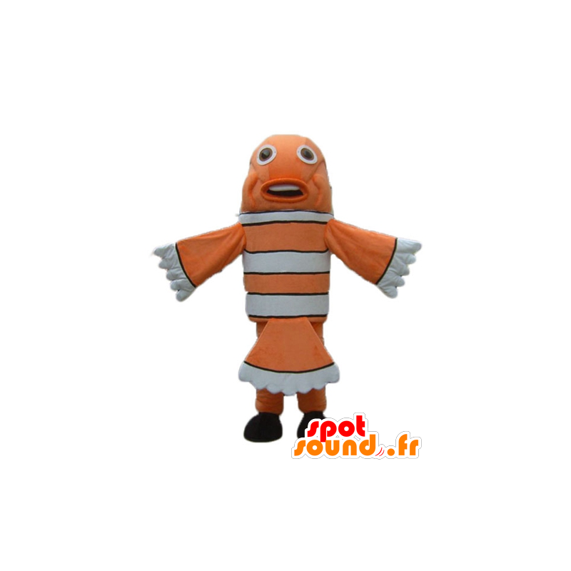 Orange, hvid og sort klovnfisk maskot - Spotsound maskot kostume