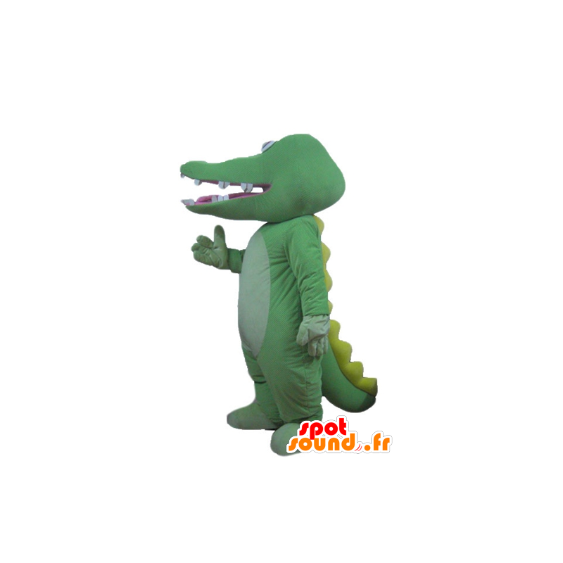 Green and yellow crocodile mascot, giant - MASFR24176 - Mascot of crocodiles