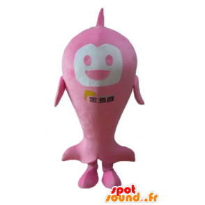 Groothandel Mascot roze en witte vis, zeer glimlachen - MASFR24177 - Fish Mascottes