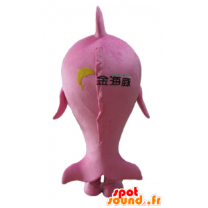 Mascotte rosa e pesce bianco di grandi dimensioni, allegro - MASFR24177 - Pesce mascotte